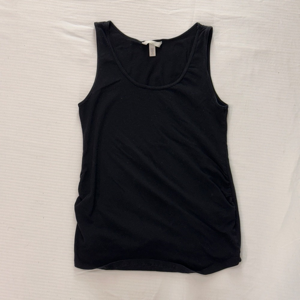H&M MAMA Women's Size M Black Maternity Tank Top Scoop Neck Ruched Basic